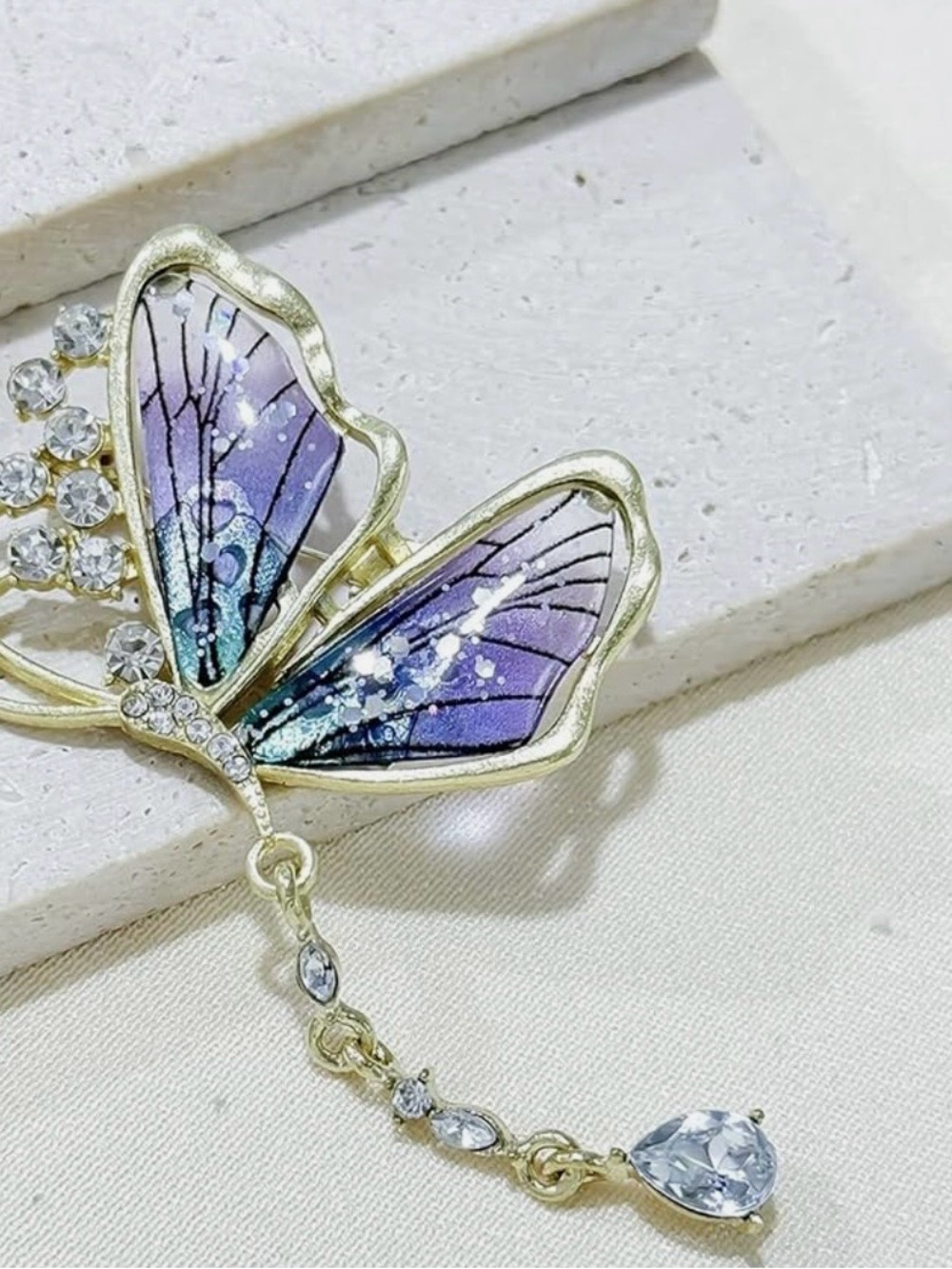 Elegant Purple Translucent Butterfly - Brooch New